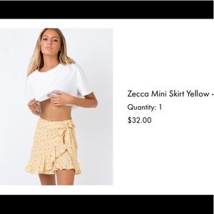 Princess Polly Yellow Wrap Skirt US 4